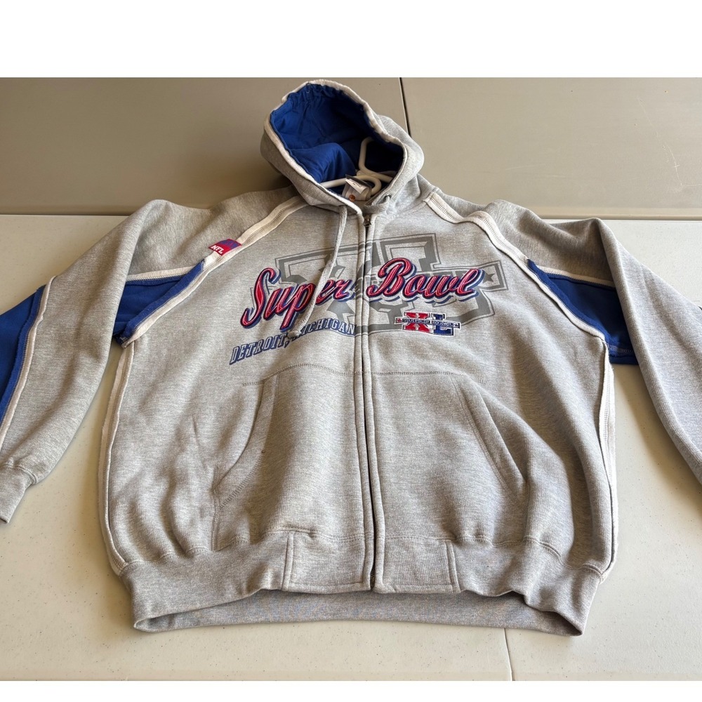 NFL Super Bowl XL Detroit Full Zip Hoodie Men's Large Steelers 2006